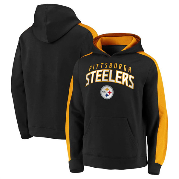 Men's Pittsburgh Steelers Black Game Time Arch Pullover Hoodie
